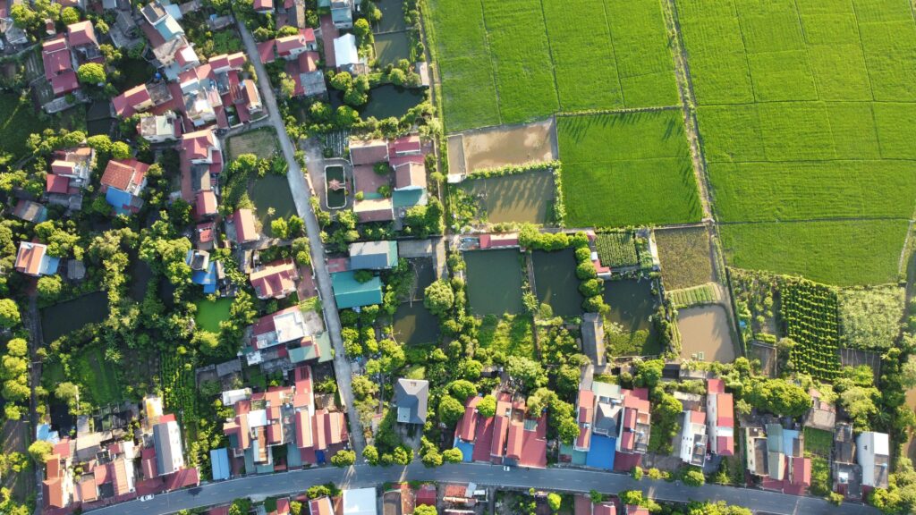 Aerial view of land use planning
